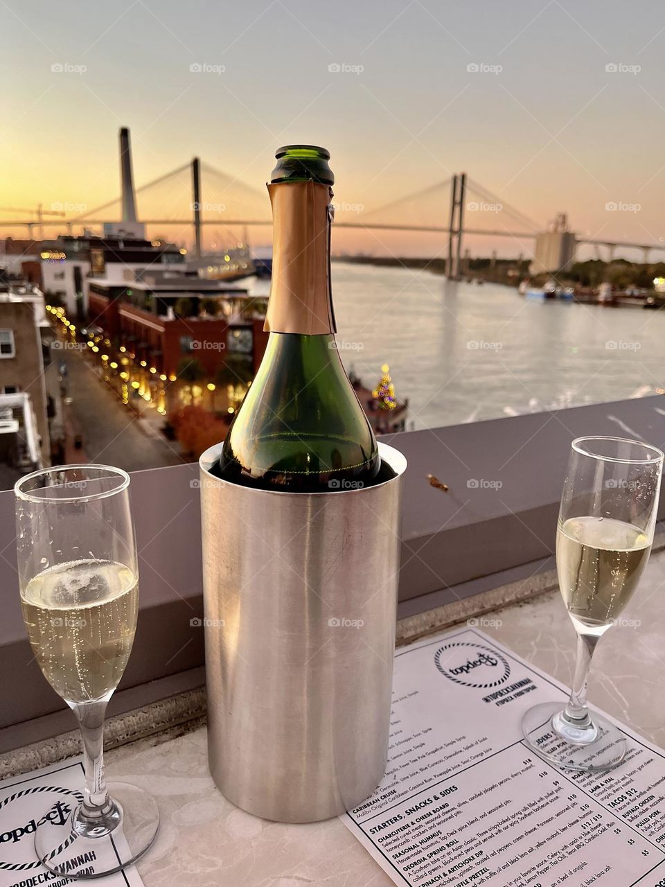 Cheers to time with an old friend, spent overlooking a calming sunset in the city of Savannah 