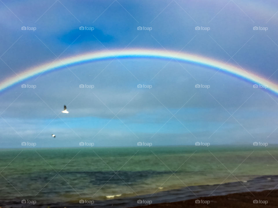 Complete rainbow over the ocean in south Australia 