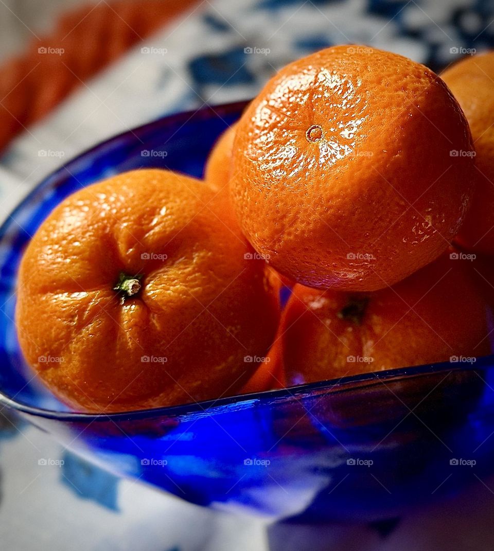 Tangerines in Blue Bowl