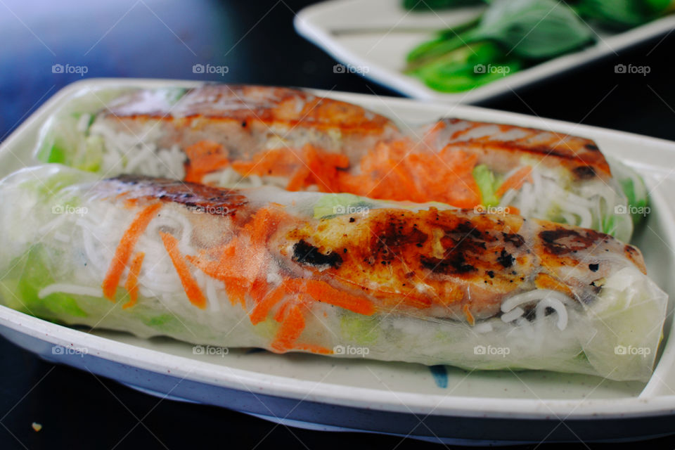 A fresh Salmon spring roll