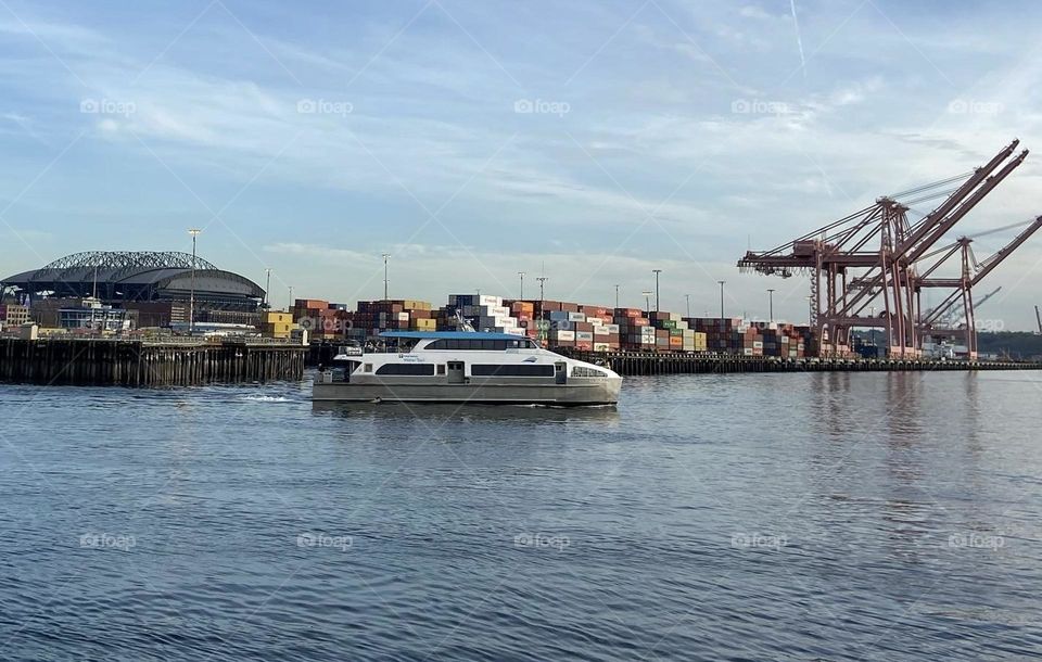 Passenger ferry leaving from downtown Seattle