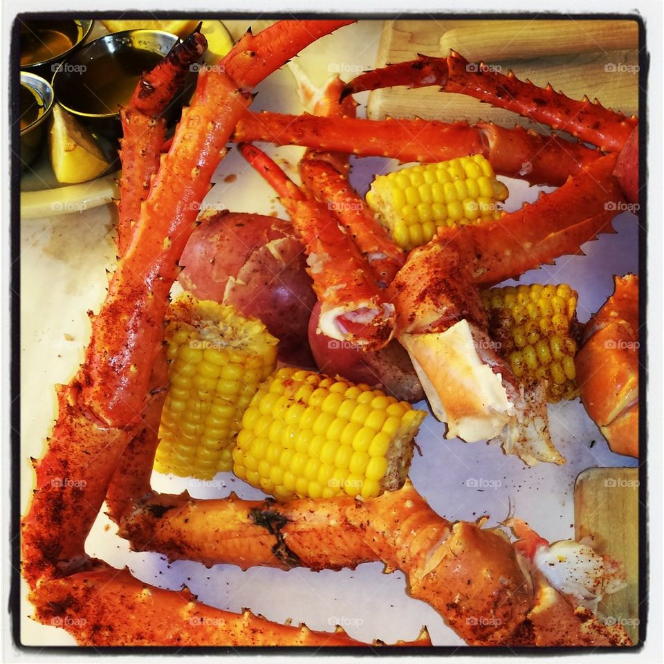 Crab legs in butter