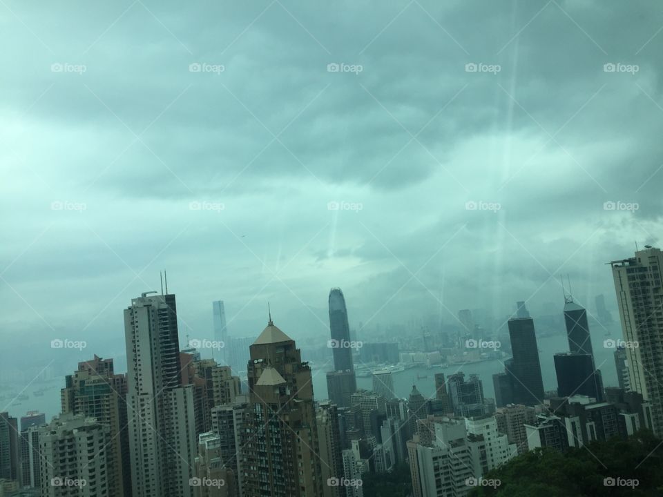 The Hong Kong City view from Victoria Peak in April 2019. 
