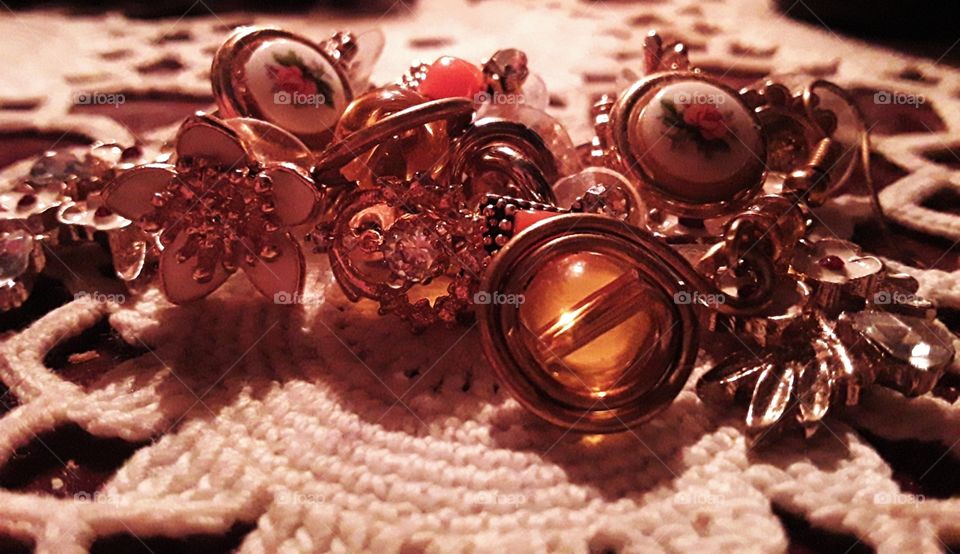 Earrings on the table