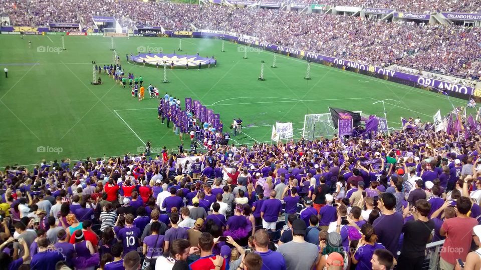 Orlando city soccer opening day. First MLS game for Orlando city soccer club.