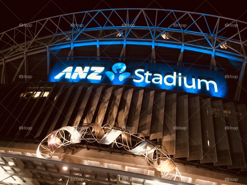 View of the ANZ Stadium in night time in Sydney Australia 