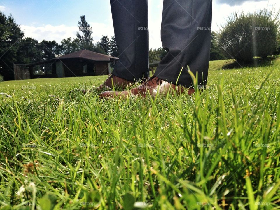 Businessman in park