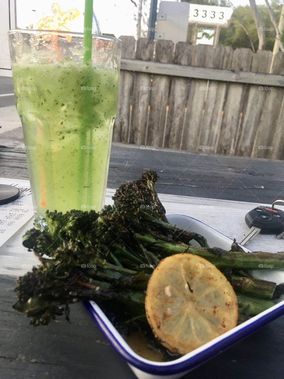 Broccolini and cucumber soda 