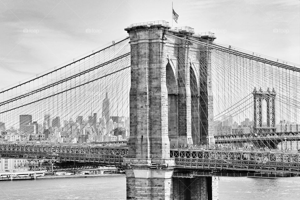 Brooklyn bridge. View on Manhattan from Brooklyn Dumbo