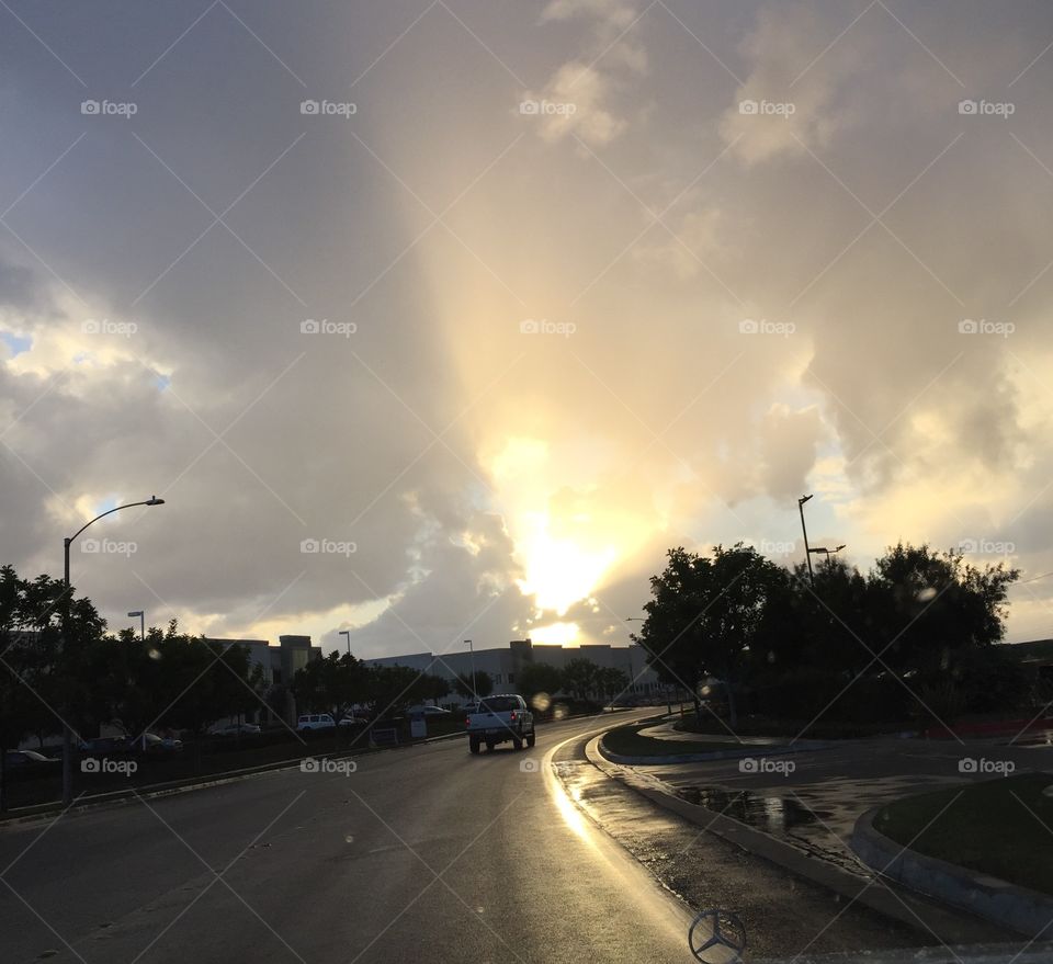 Rain and sunshine sunset 