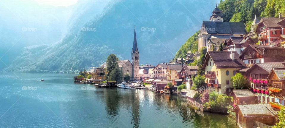 The amazing Hallstatt in Austria. The scenic view makes you want to sit there and just watch it forever. 