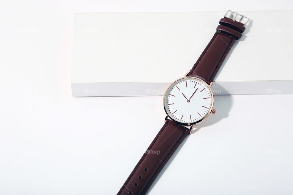 Stylish watch on white background