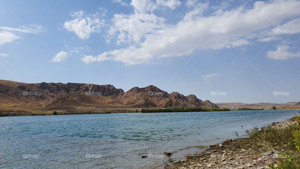 Ili river bank in Kazakhstan