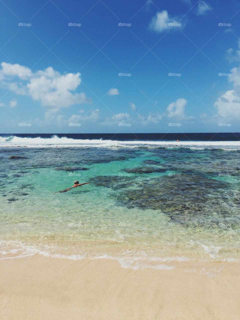 A woman swimming in the sea