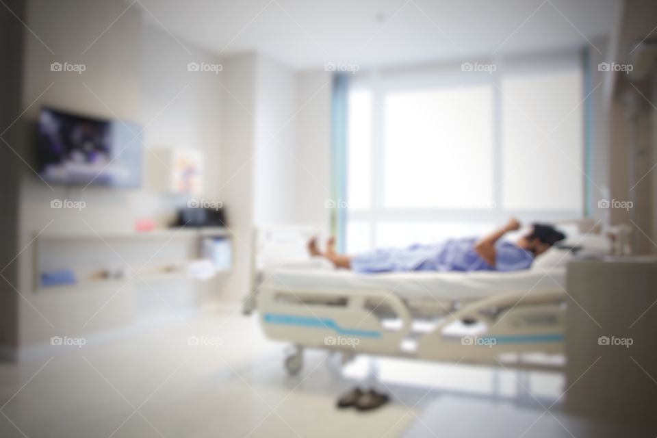 Patient lay on hospital bed