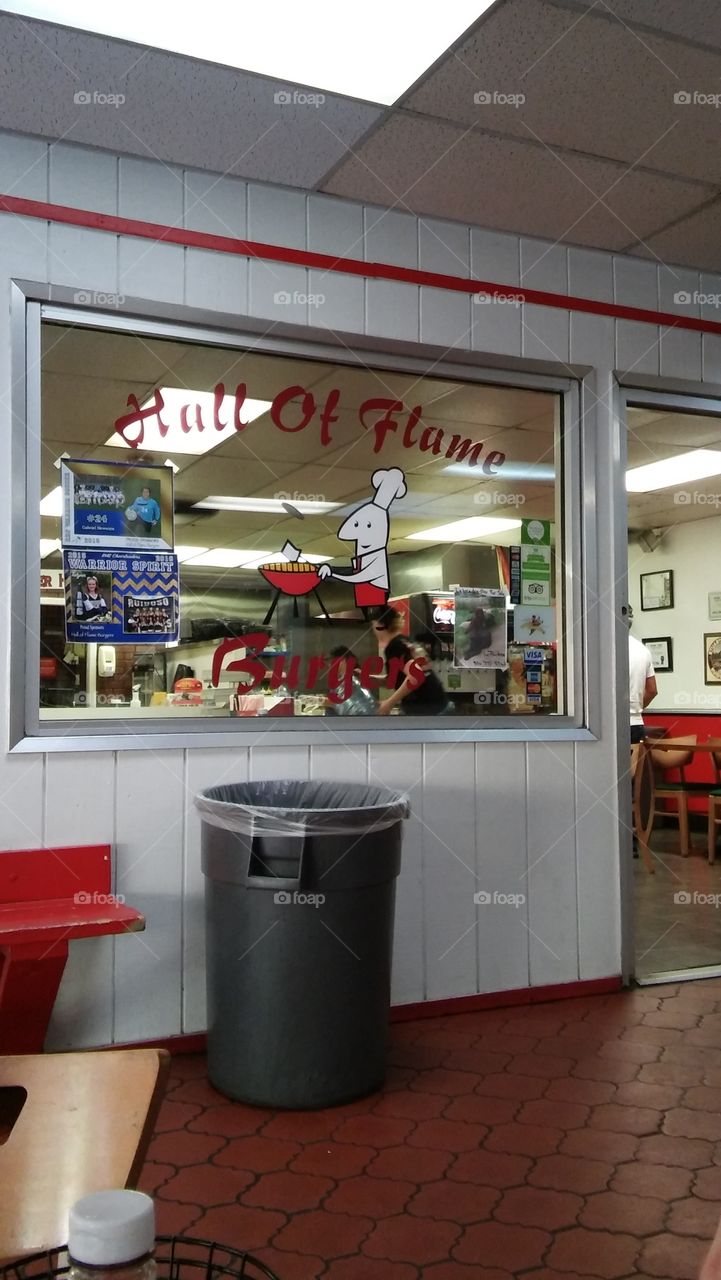 Hall of Flame Burgers, Ruidoso, New Mexico.  Local American Hamburger Joint in Southwest Village.