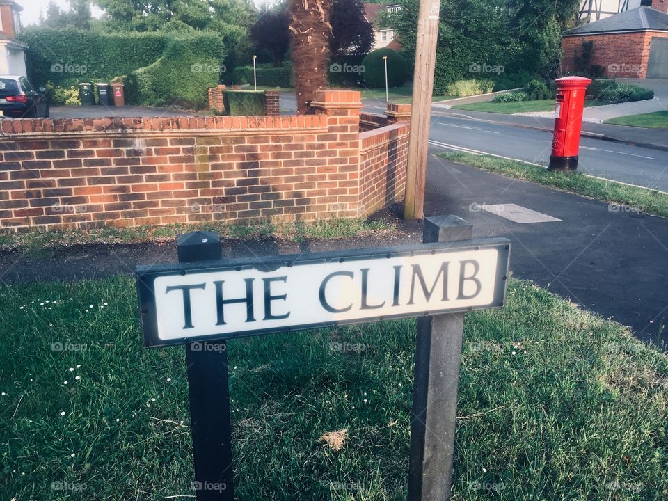The Climb street sign off of Valley Road, Rickmansworth 