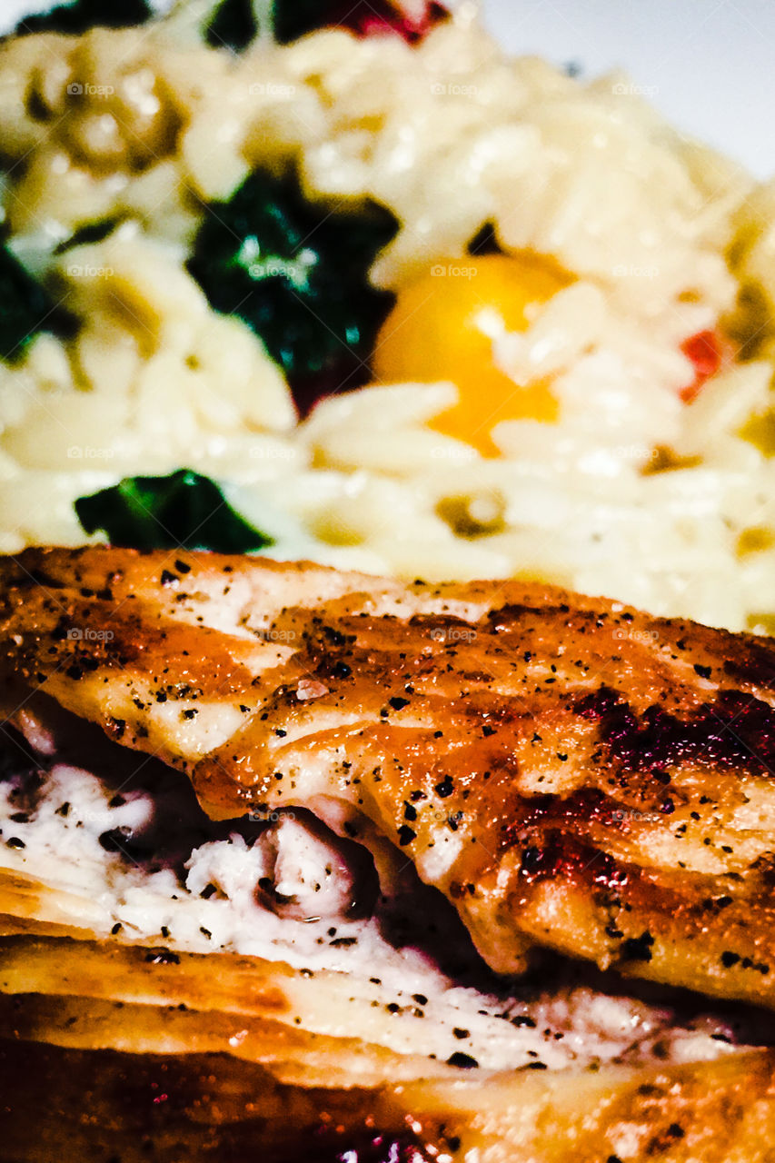 Chicken Dinner with Lemon Parm Orzo