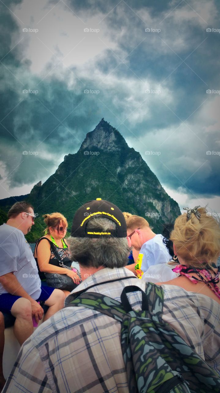 Rare view of the Pitons of St Lucia..this can only be seen NY boat