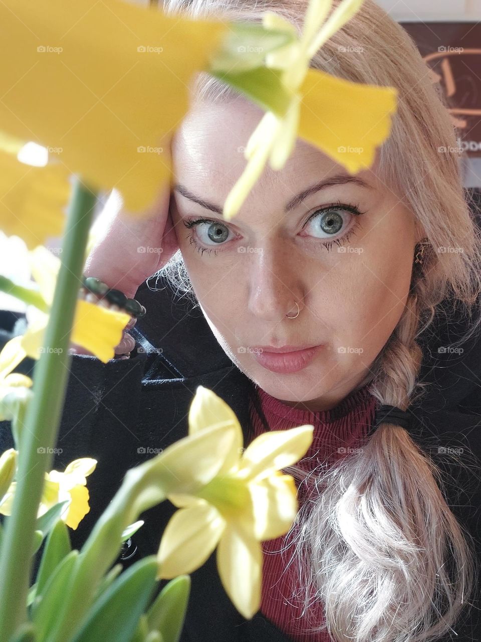 portrait with flowers