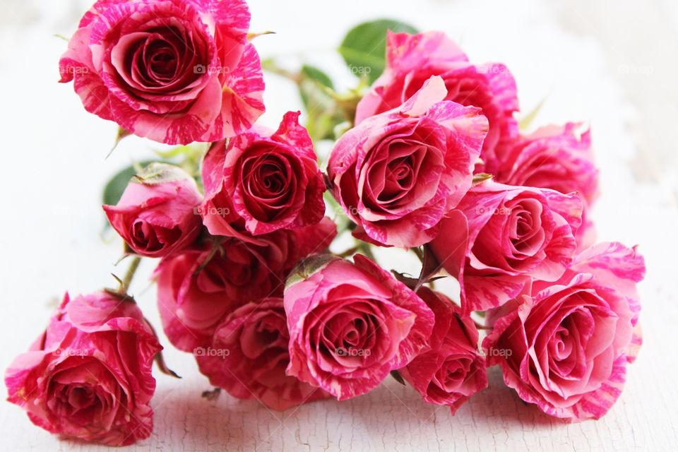 Bouquet of red roses on valentine day