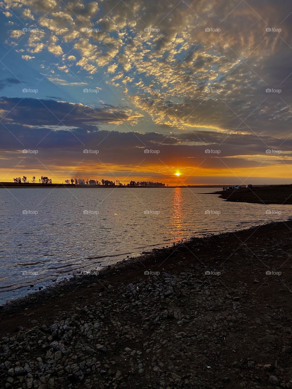 Sunset over dam