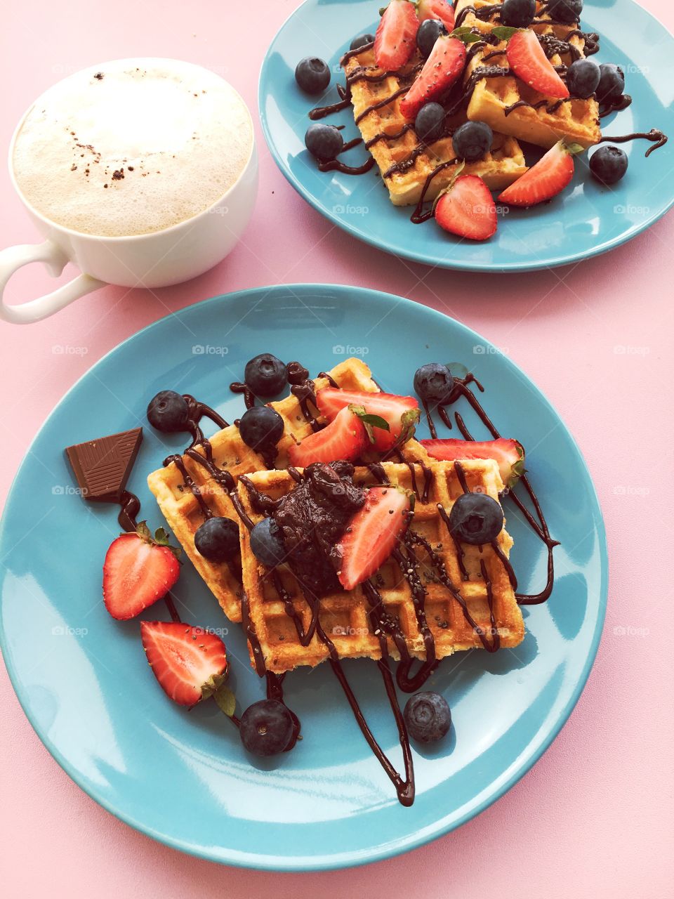 Sweet waffles with coffee 