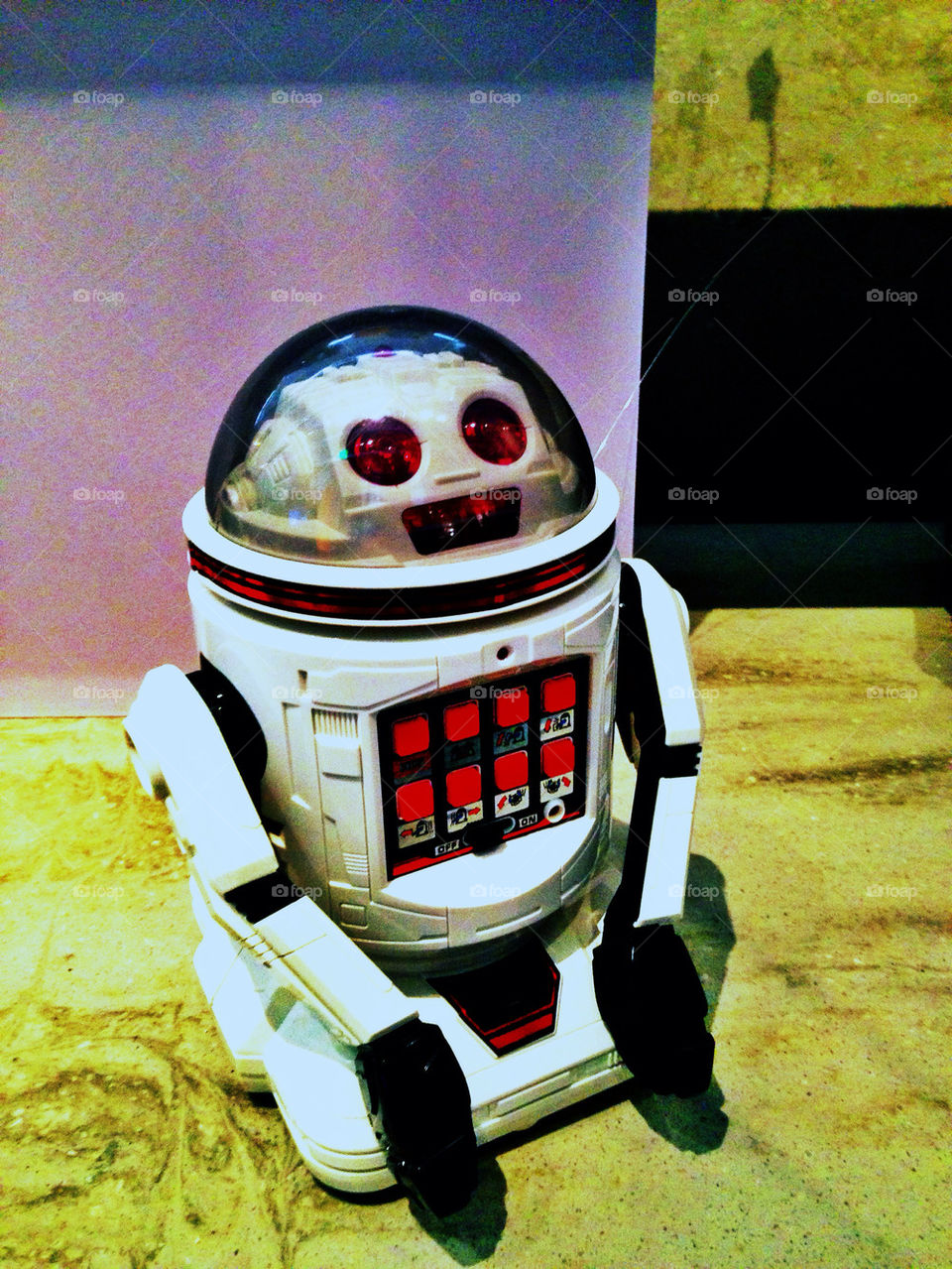 Retro nostalgic 1980s toy robot