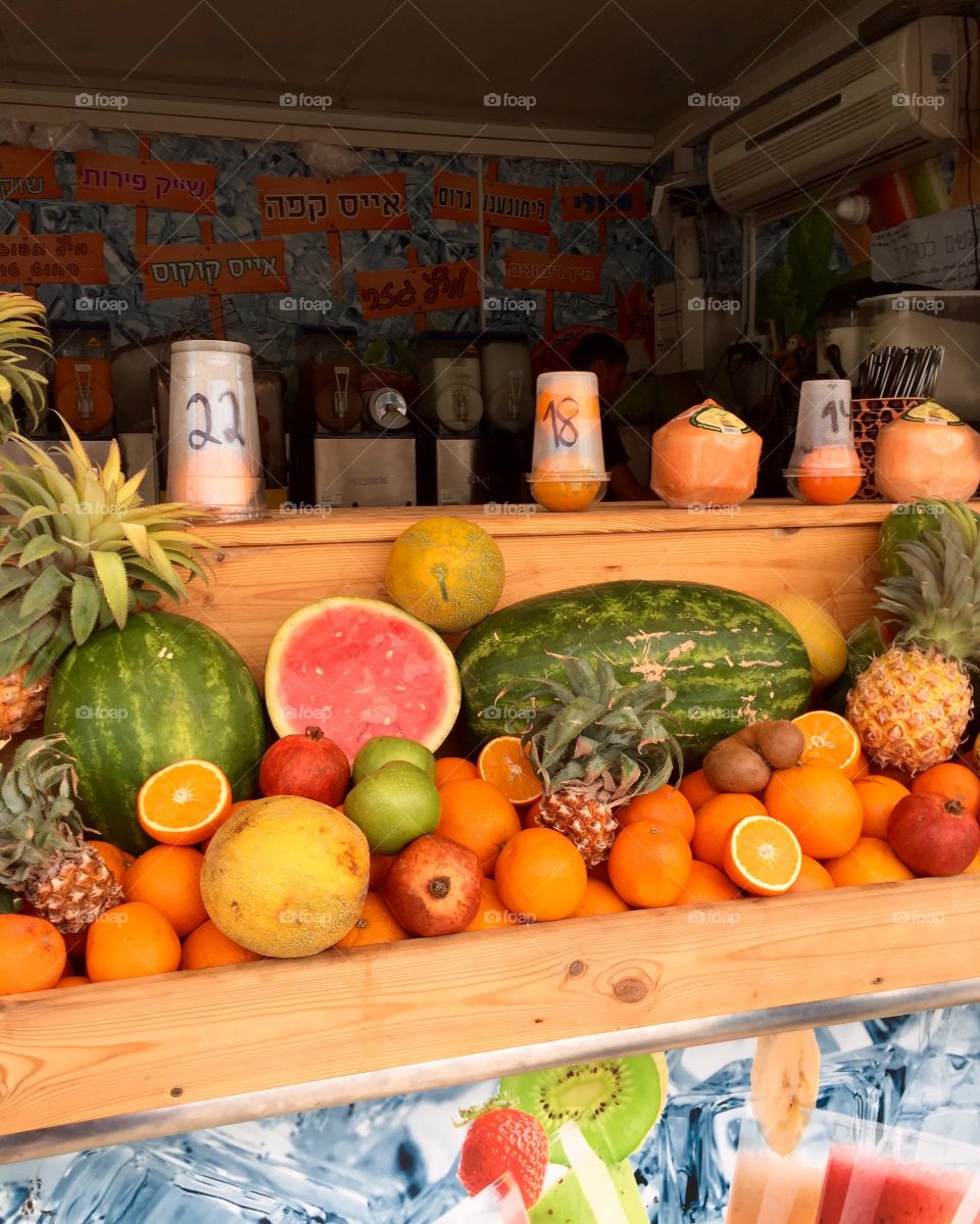 Market with tropical fruits 