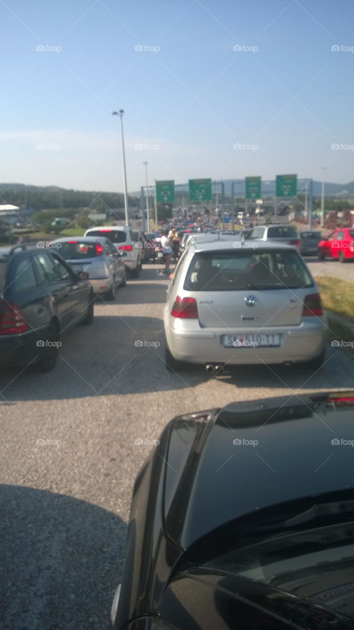 Crowd at Greece border. Evzoni Greece,people waiting to enter the greece state