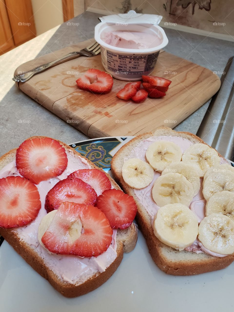 Strawberry cream cheese and banana sandwich yumminess
