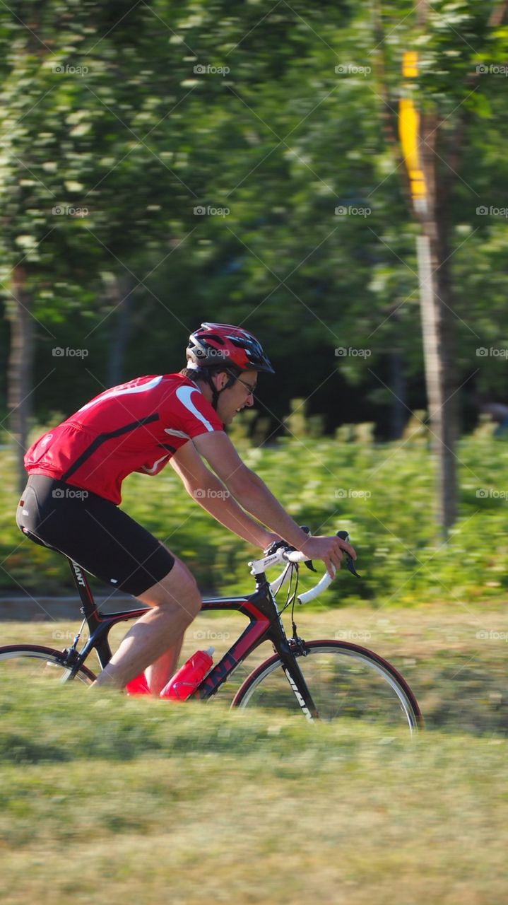 Biker cyclist park sunset ride rider