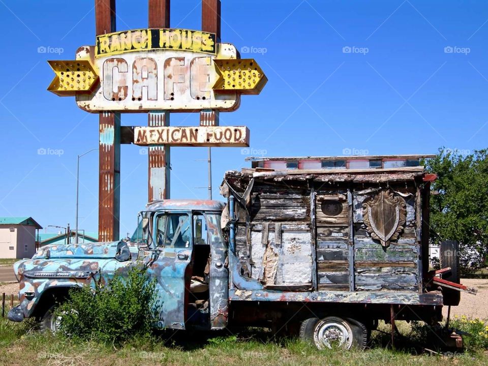 Rusted Truck Camper Vintage CAFE Sign