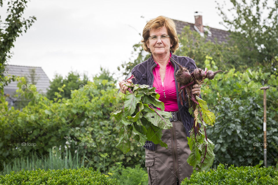 Senior woman in garden 