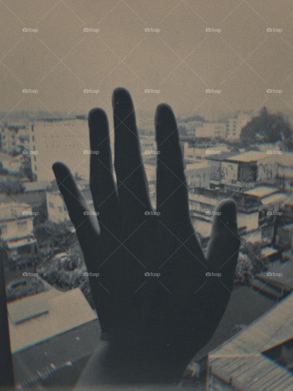 I put my hand on the glass window.