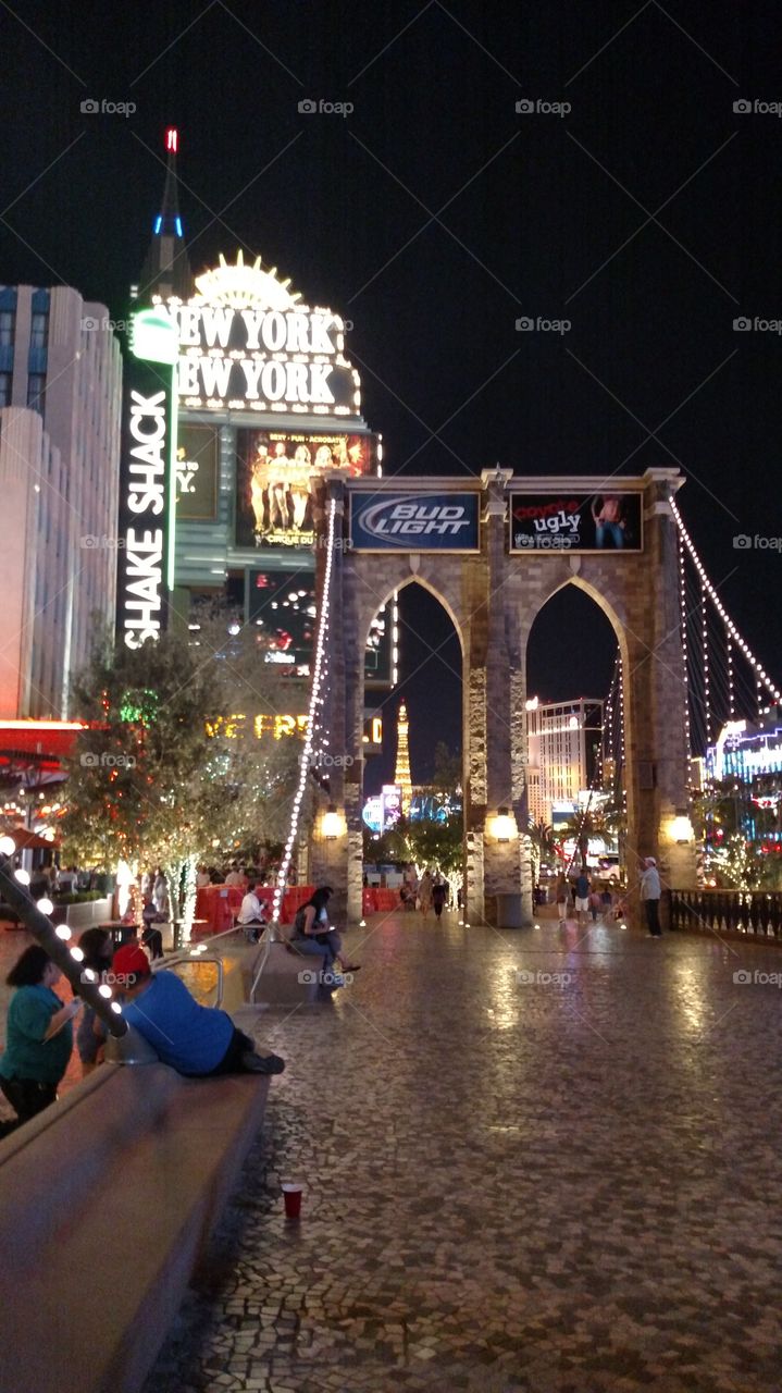 Vegas at Night!. The Vegas Strip near New York, New York.