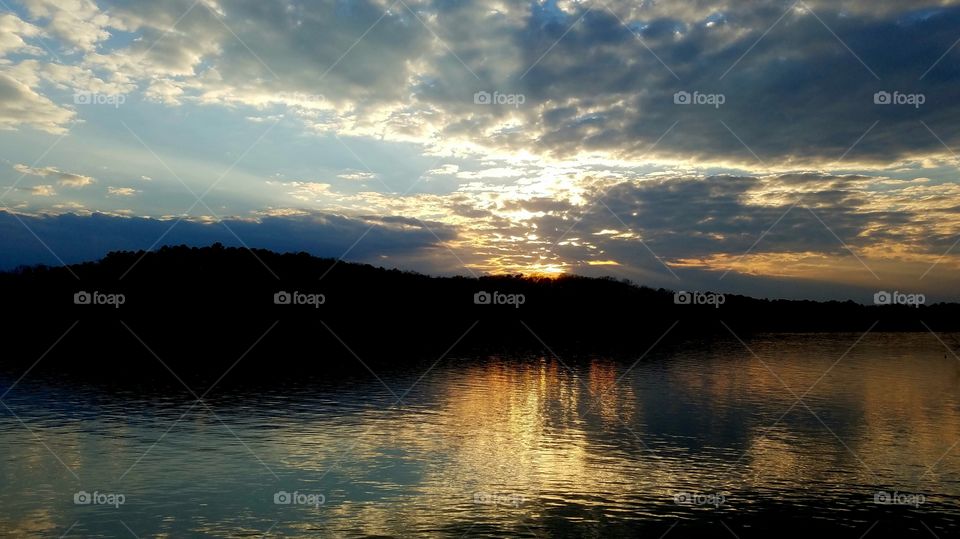 sunset over lake