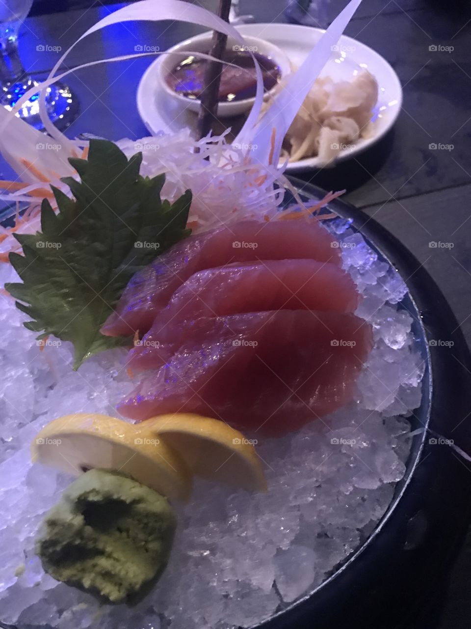 Delicious fresh tuna sashimi with beautiful plating 