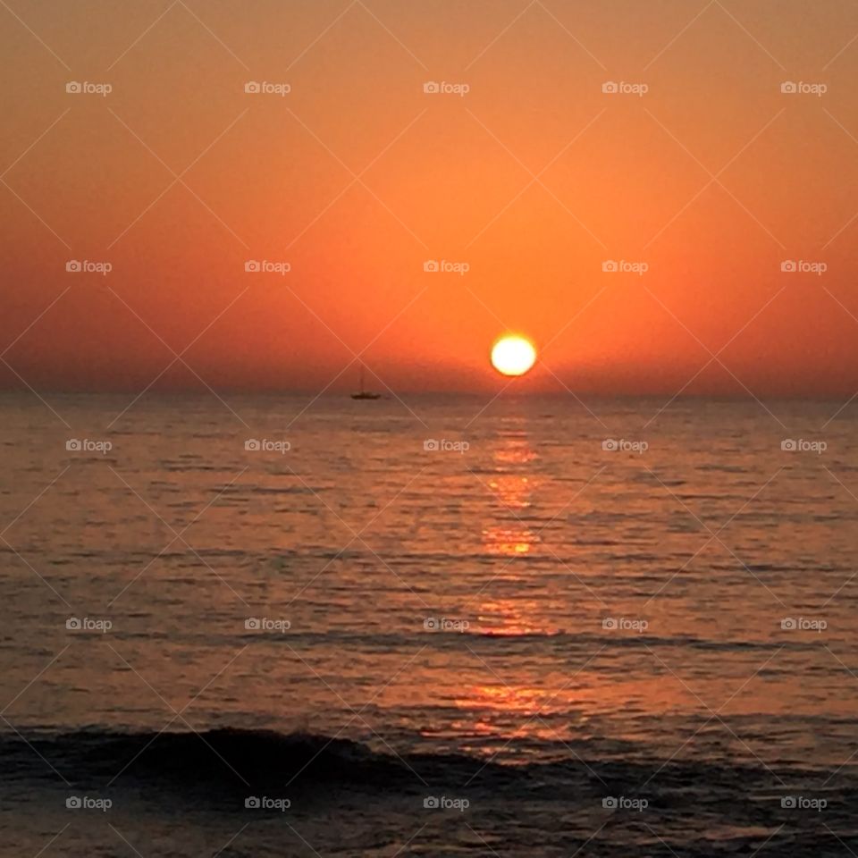 Romantic sunset, Pacific ocean, California 