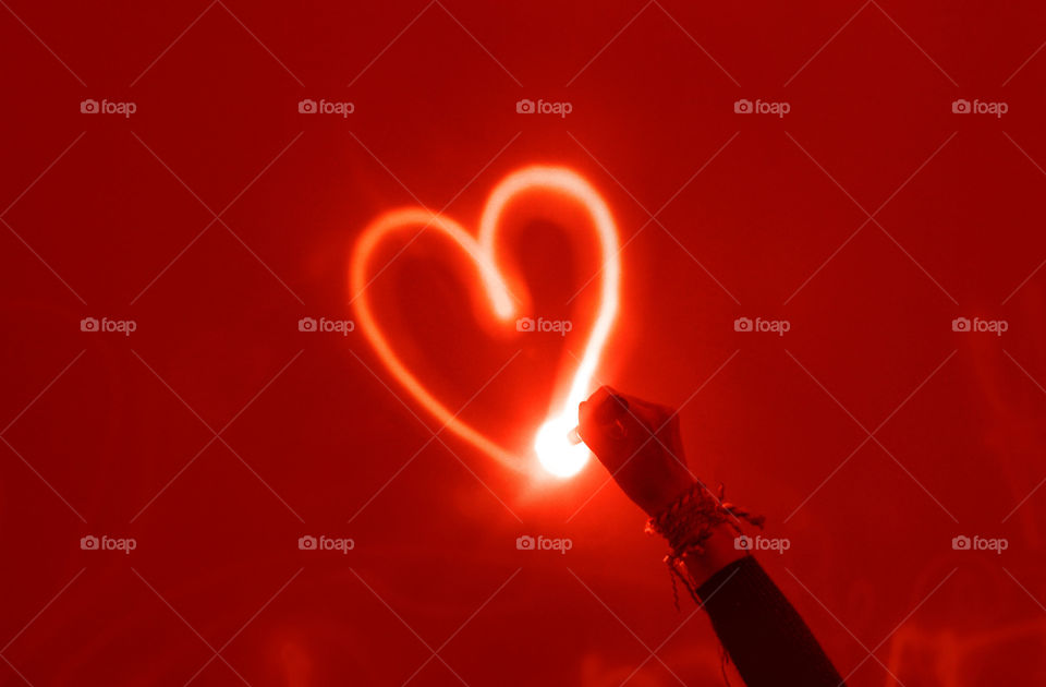 A heart painted with flashlight