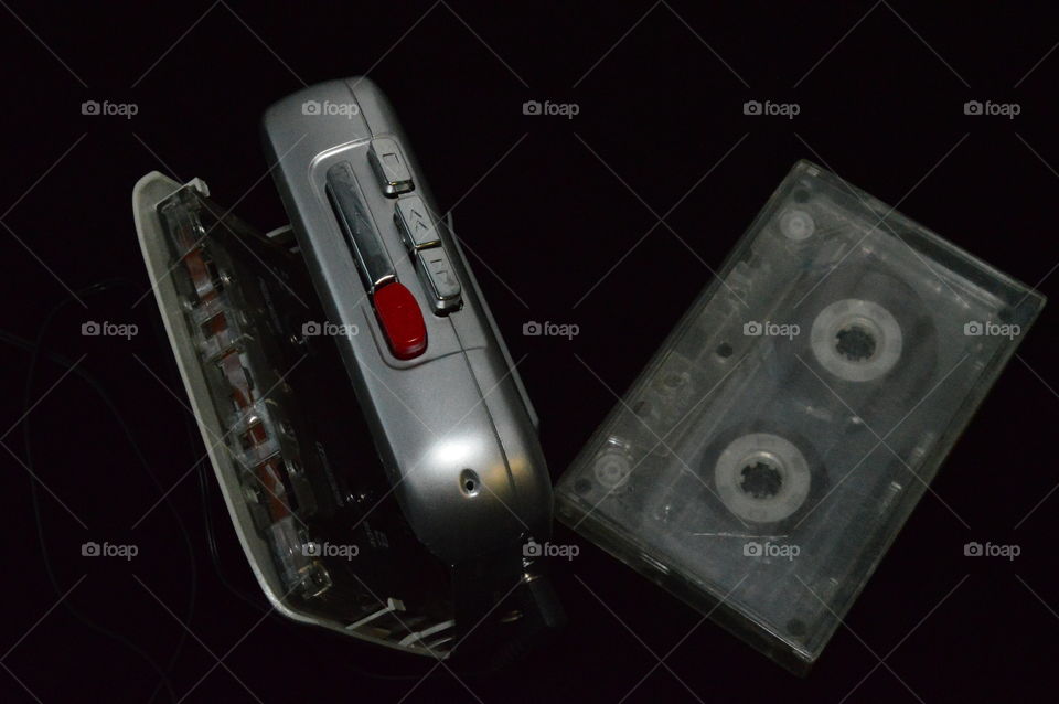 retro, cassette player, cassette, audio, audio cassette, dark background, music,