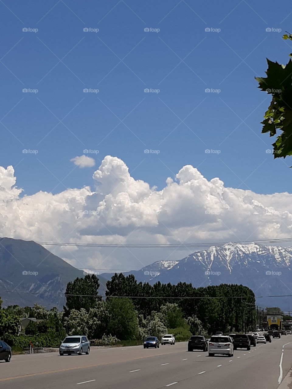 mountain view with clouds
