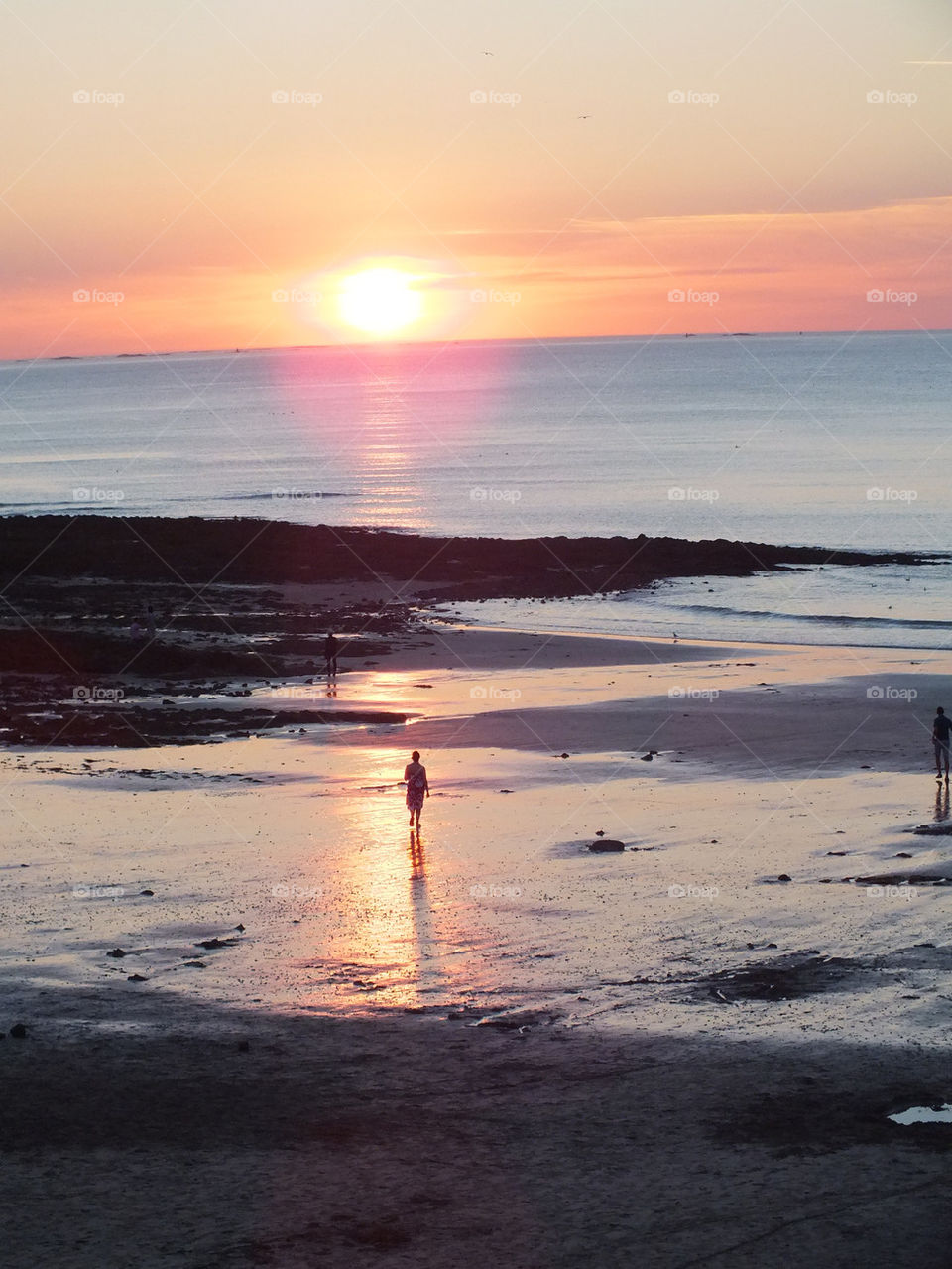 Sunset at Granville beach France
