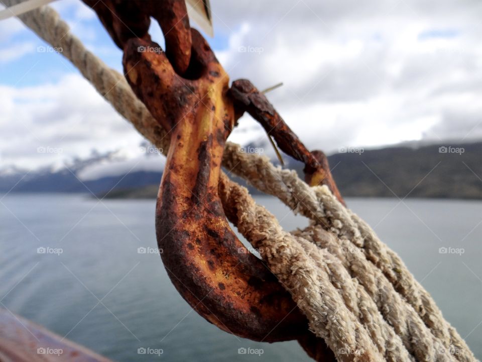 Rusted hook and rope  texture