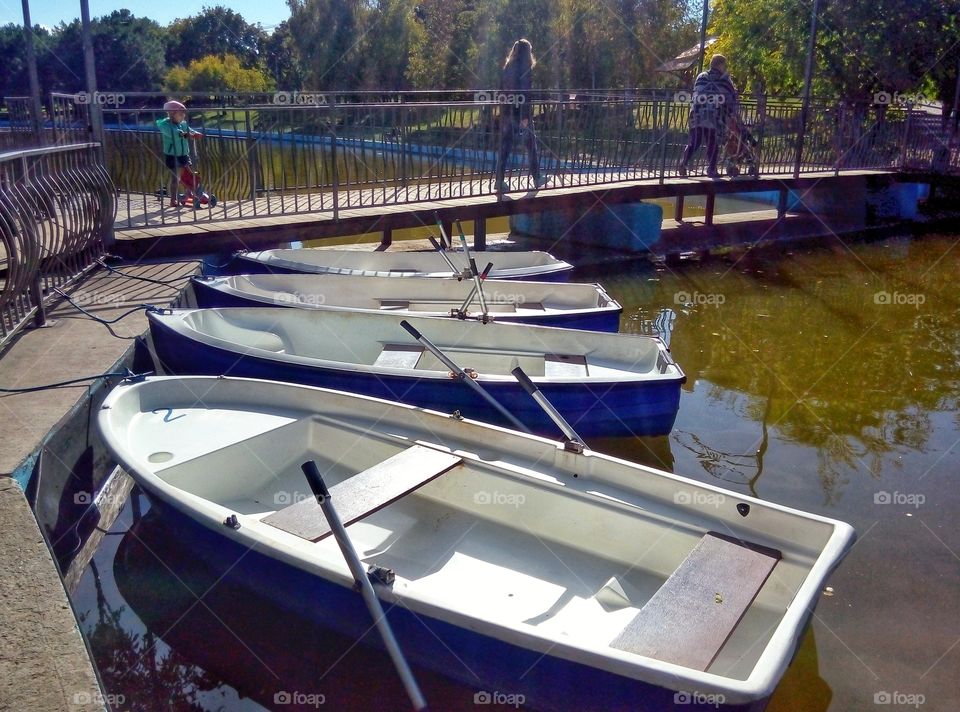 boat in the park on the lake лодки в парке на озере