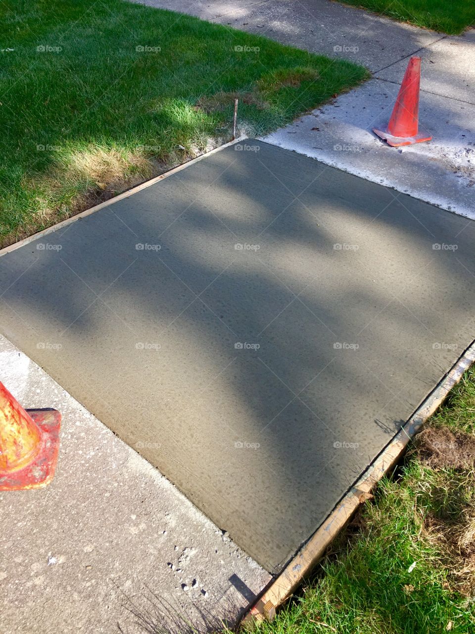 Fresh sidewalk cement