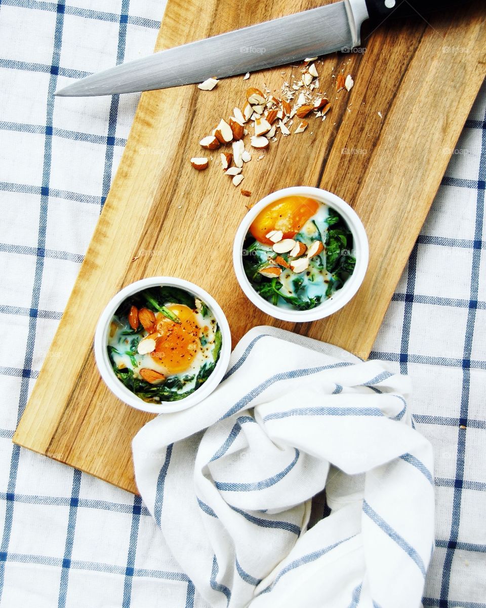 High angle view of breakfast