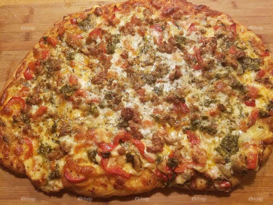 Pesto pizza home made