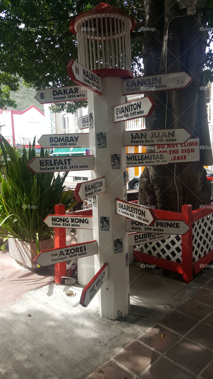 signpost in the carribean