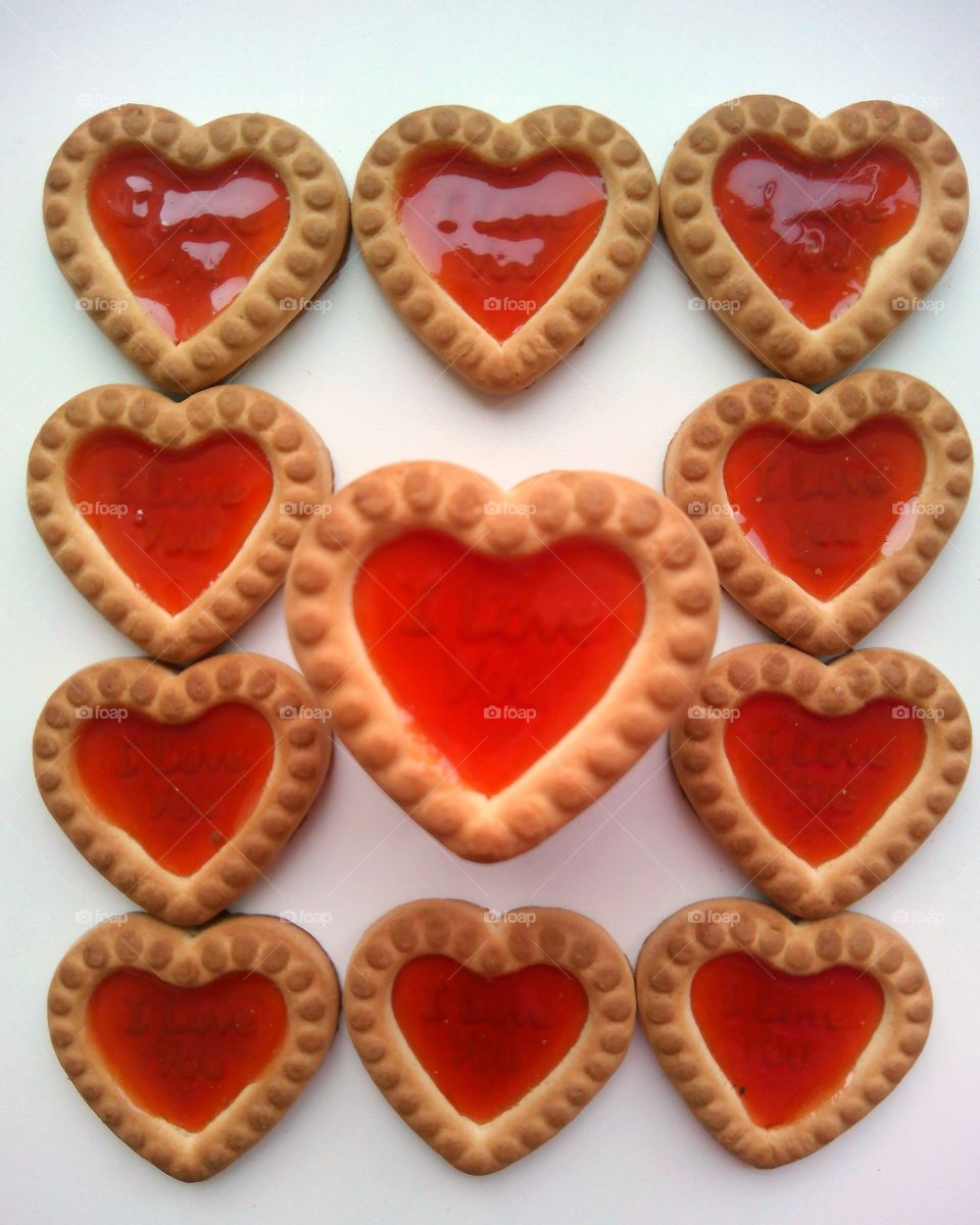 Red cookies hearts frame